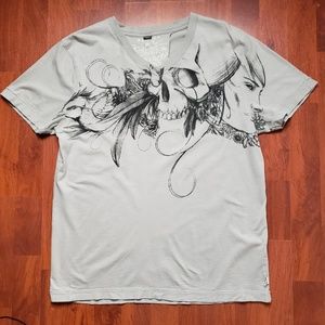 Buffalo David Bitton grey skull graphic tee sz M